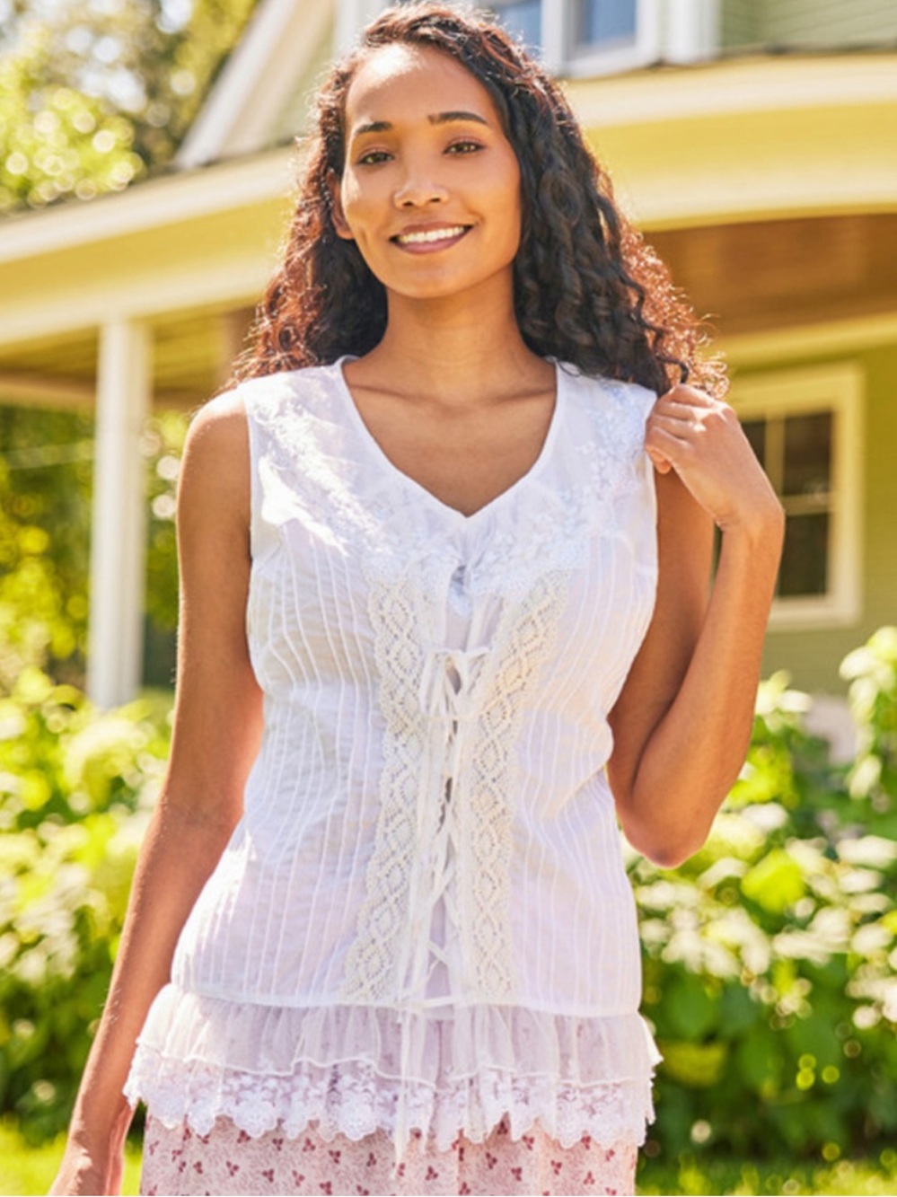 April Cornell Women's plus size Cotton Lace Tank Top